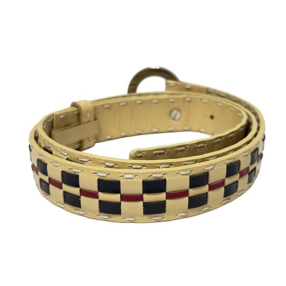 Auth Burberry LONDON - Beige Black Multi Leather Hardware Belt - Picture 2 of 4